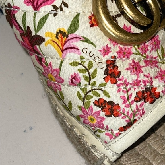 GUCCI 2019 Pilar Double G Floral Espadrille Canvas Slide Sandals 41 10C Wide - Picture 8 of 16